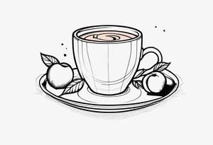 mocha coffee, moon, peach, tattoo idea