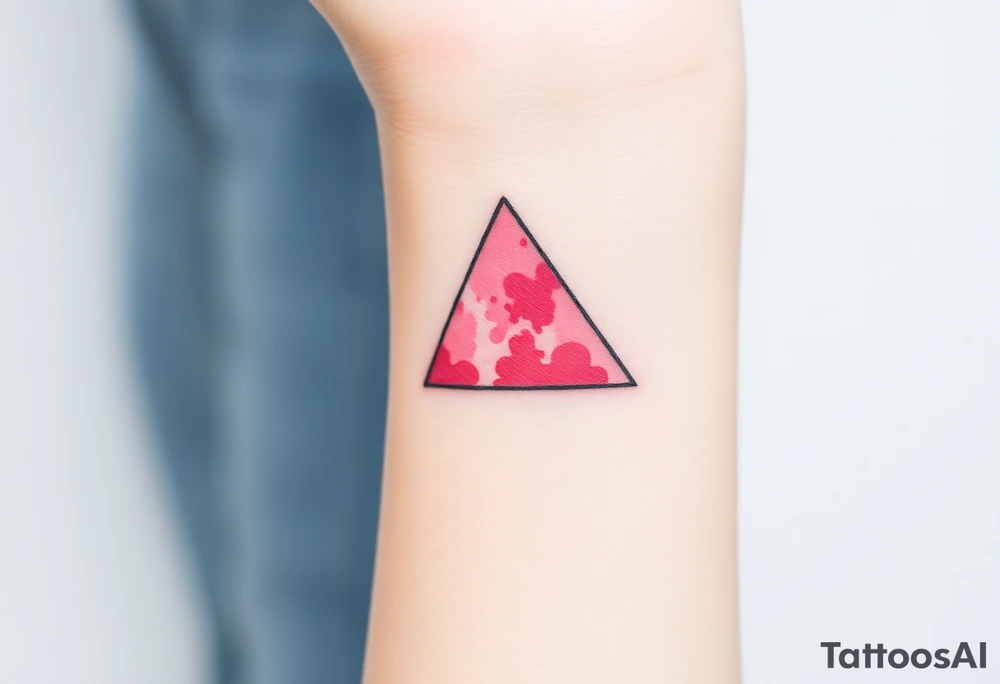 A watercoloured pink triangle, with small lining and upside down. Just the colour pink. No shapes. Just the colour pink tattoo idea