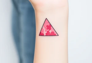 A watercoloured pink triangle, with small lining and upside down. Just the colour pink. No shapes. Just the colour pink tattoo idea