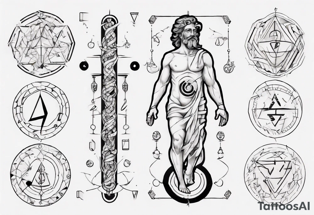 asclepius type 1 diabetes with geometric shapes with lines and dots tattoo idea