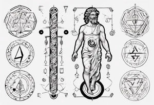 asclepius type 1 diabetes with geometric shapes with lines and dots tattoo idea