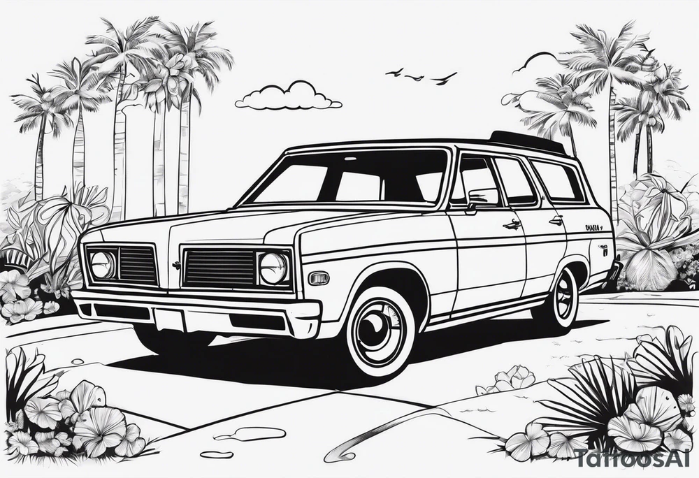 vista cruiser, vintage 70s, groovy, black and white, cute and girly tattoo idea