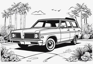 vista cruiser, vintage 70s, groovy, black and white, cute and girly tattoo idea