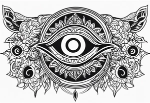 Lion sun evil eye tattoo idea