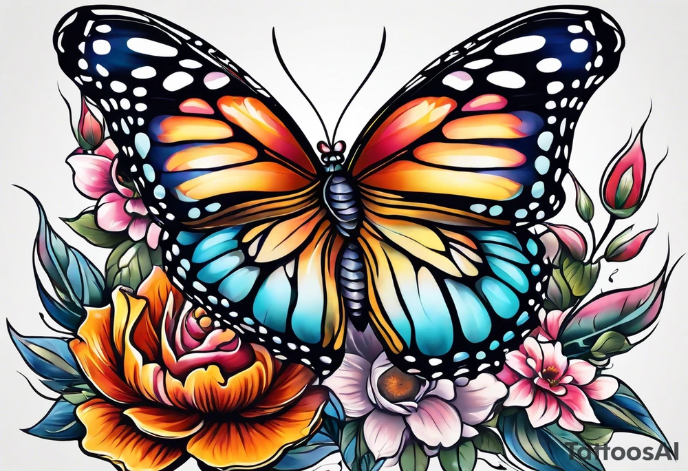 animal butterfly , flower tattoo idea