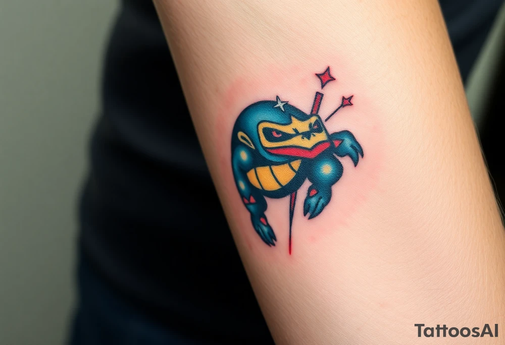 Flying ninja monkey turtle with color tattoo idea