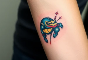 Flying ninja monkey turtle with color tattoo idea