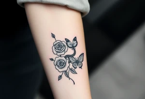 Joker tattoo with roses and a snake through the roses and money butterfly’s with filler ink tattoo idea