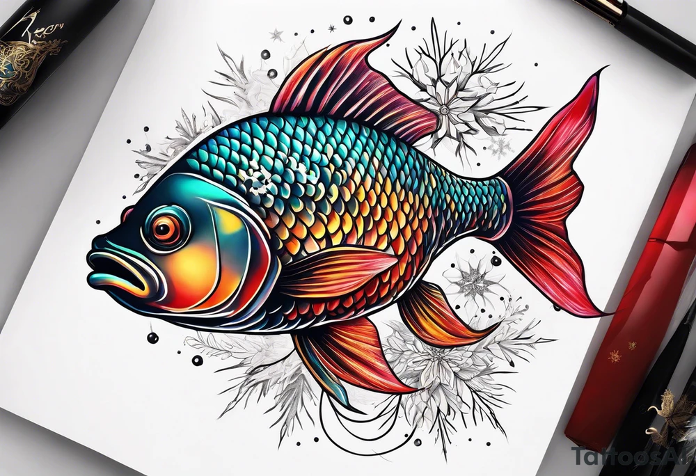 Constellation, animal fish carp kaoi, snowflake tattoo idea