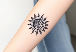 Fibonacci spiral shell sun tattoo idea