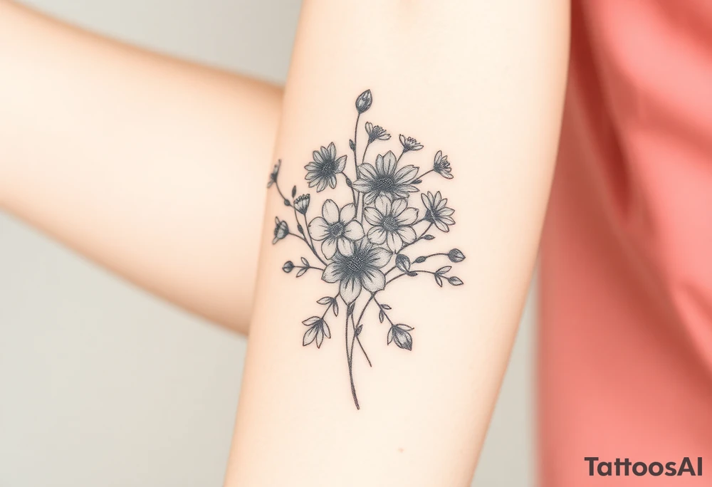 Wild flowers clustered together tattoo idea