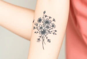 Wild flowers clustered together tattoo idea