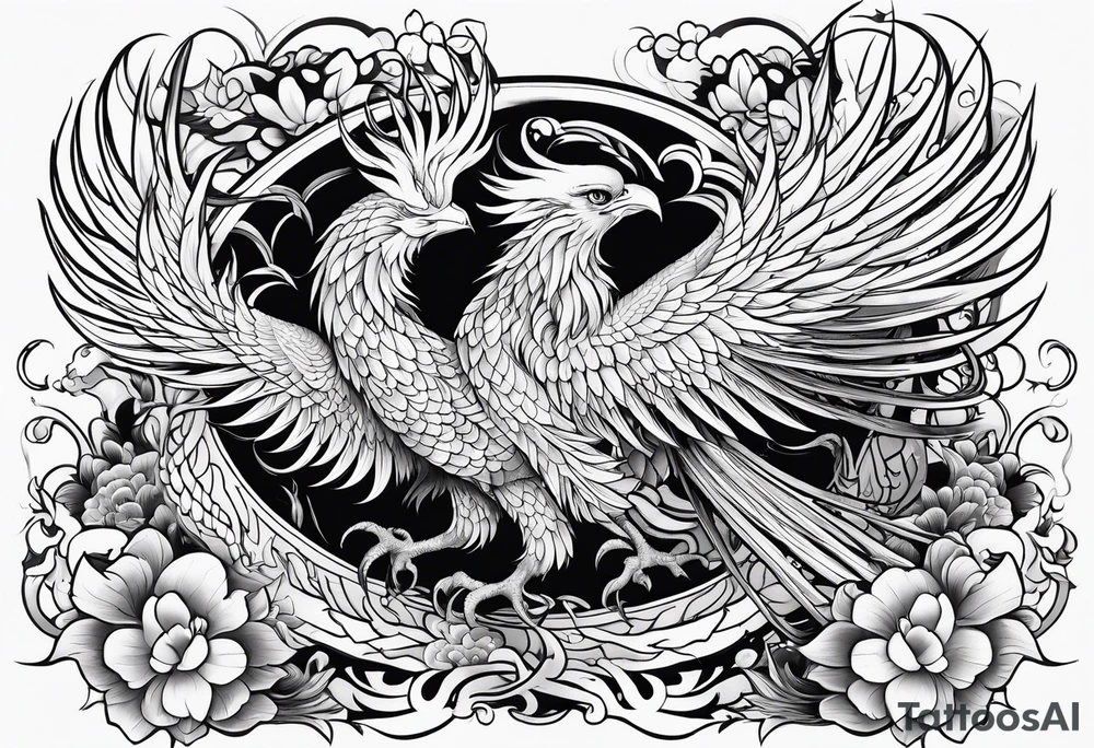 traditional Japanese phoenix high detail tattoo idea