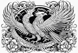 traditional Japanese phoenix high detail tattoo idea