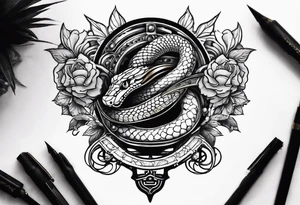 Aggresive Snakes with a sword, this design must be in a vertical vertical proportion. Additionaly the desing must be "Steampunk" type tattoo idea