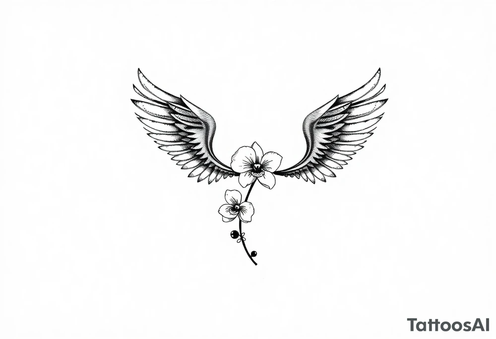 Infinity loop with wings and a small orchid tattoo idea Infinity loop with wings and a small orchid tattoo idea