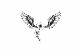 Infinity loop with wings and a small orchid tattoo idea