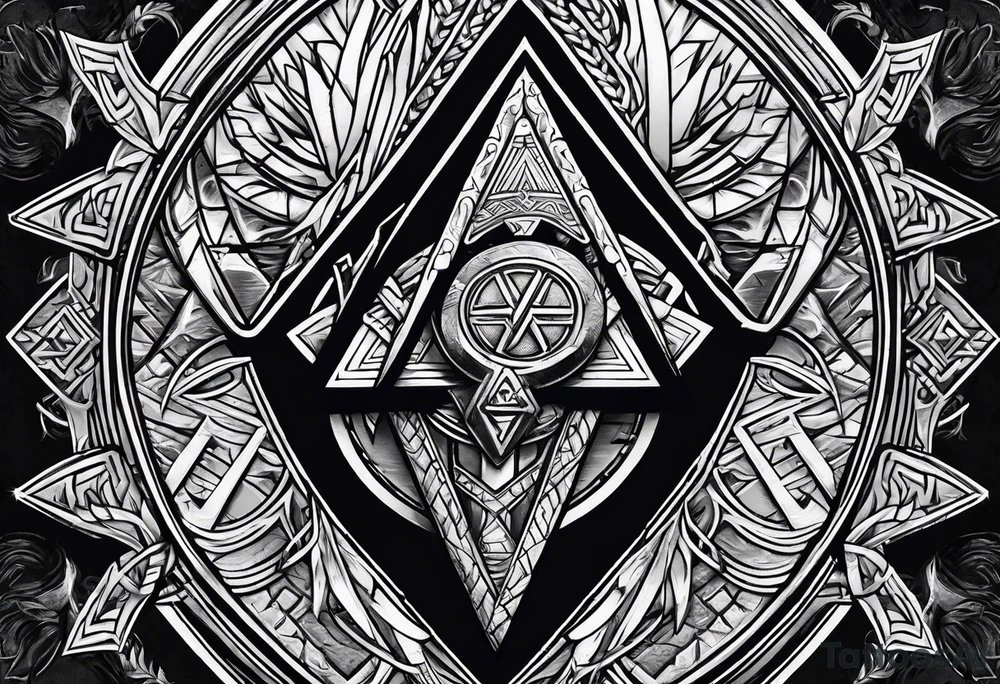 Valhalla valknut sword axe shield tattoo idea