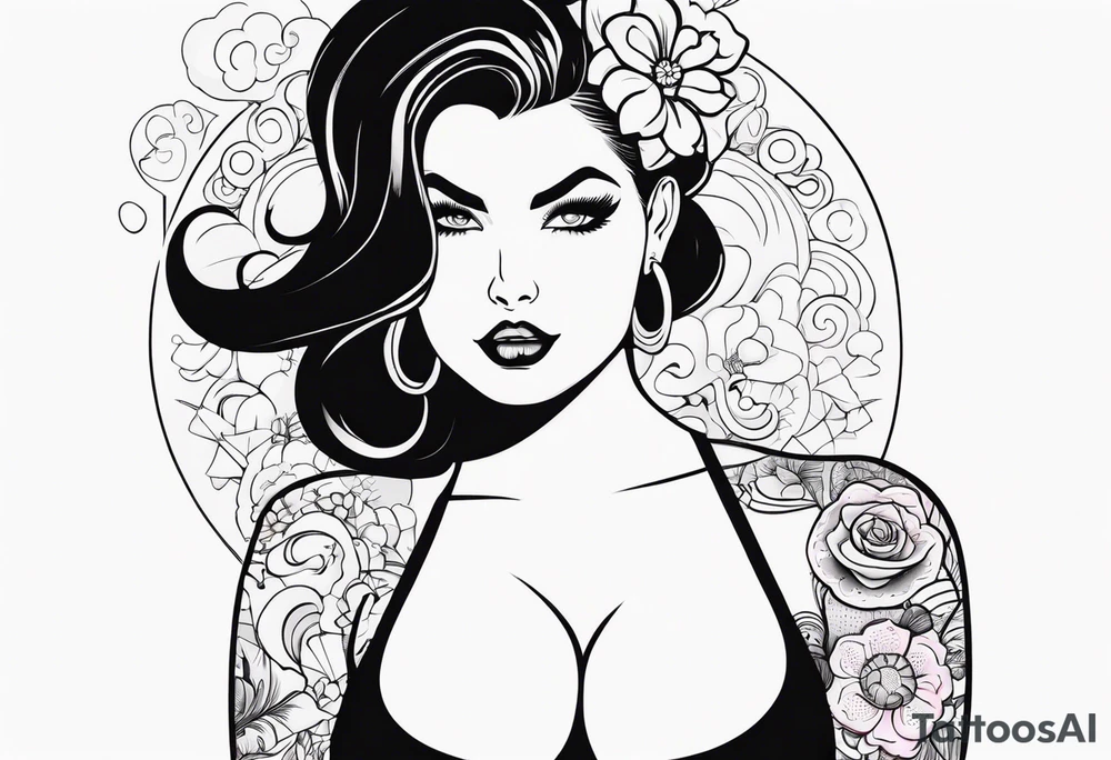 Big boobs woman tattoo idea
