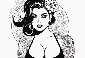 Big boobs woman tattoo idea