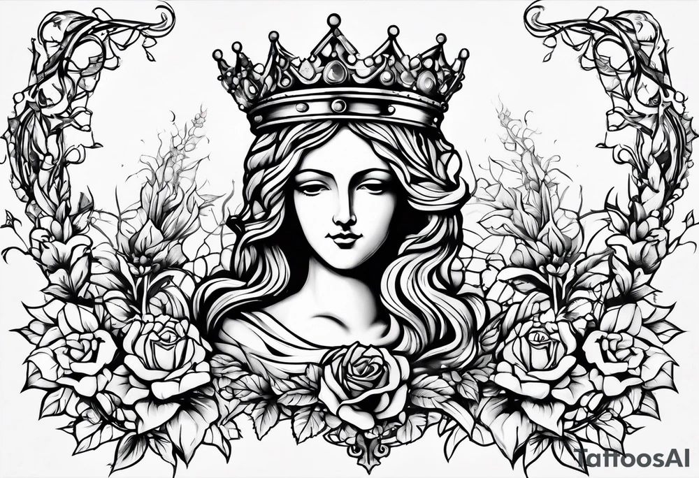 Mary and Jesus sacred heart thorn crown tattoo idea