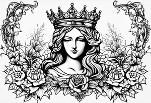 Mary and Jesus sacred heart thorn crown tattoo idea