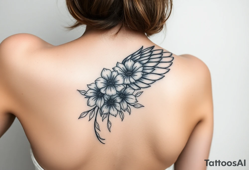 beautiful angel wing with majestic flowers "Warr;or" on forearm tattoo idea
