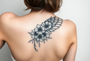 beautiful angel wing with majestic flowers "Warr;or" on forearm tattoo idea