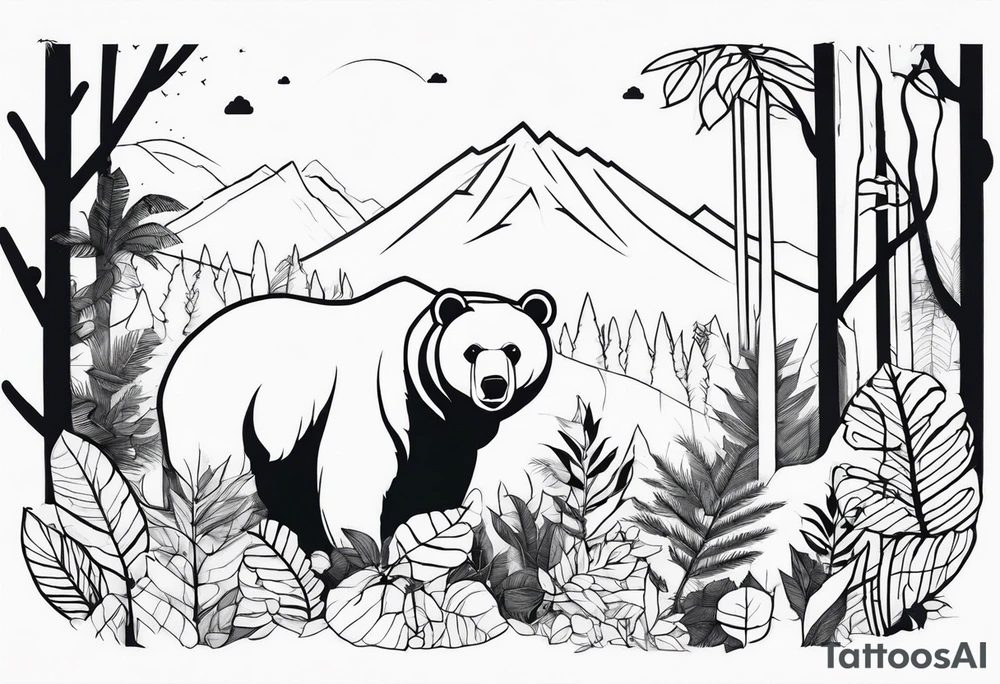 bears in jungle tattoo idea