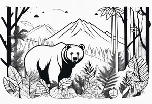bears in jungle tattoo idea