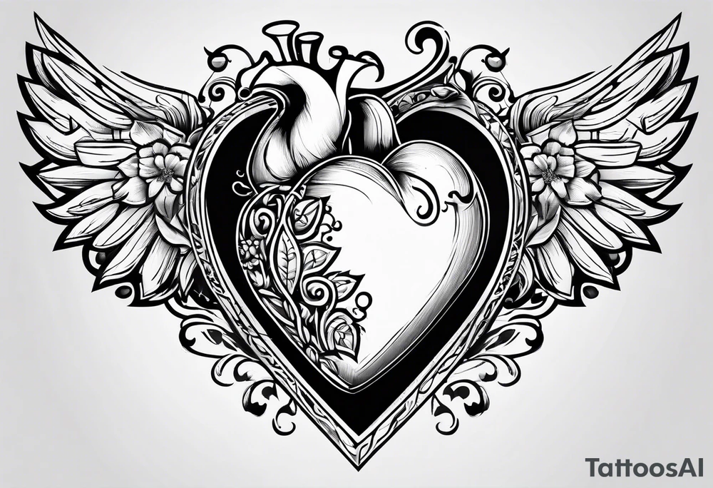 Simple Heart with the letters MS inside tattoo idea