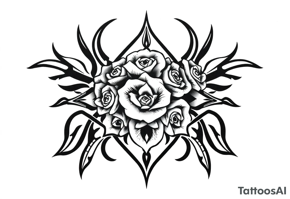 A lot of small roses in a diamond shape tattoo idea