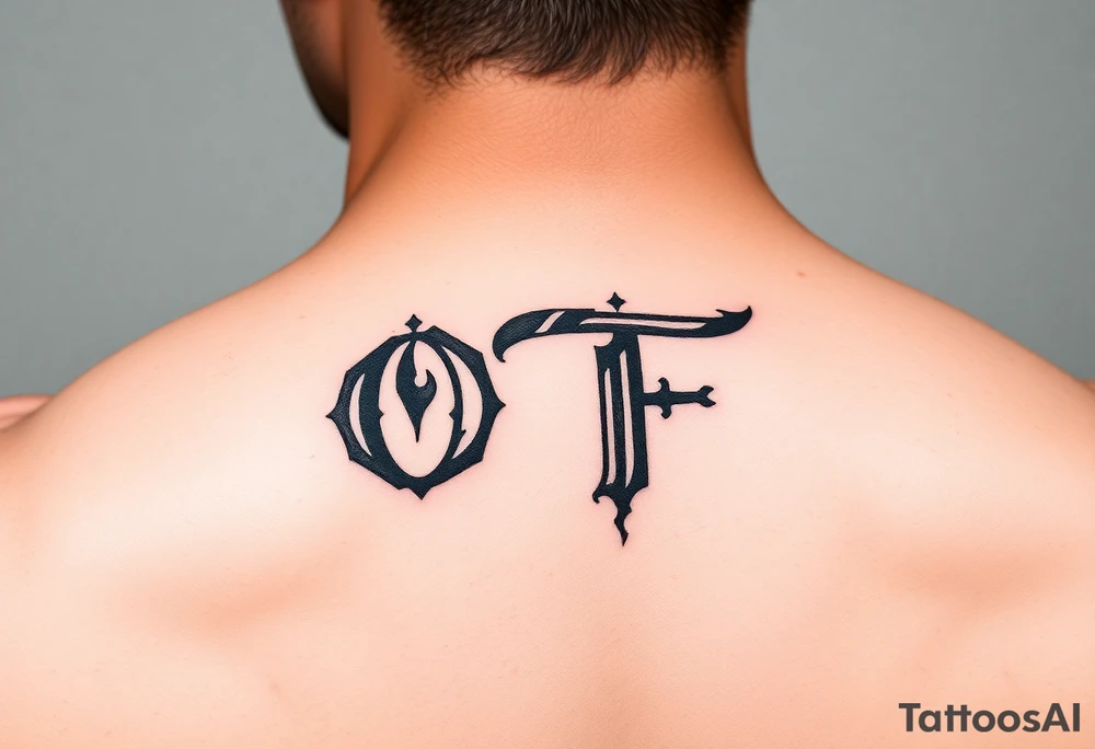 Paint brush stroke. Initials "OTF" tattoo idea