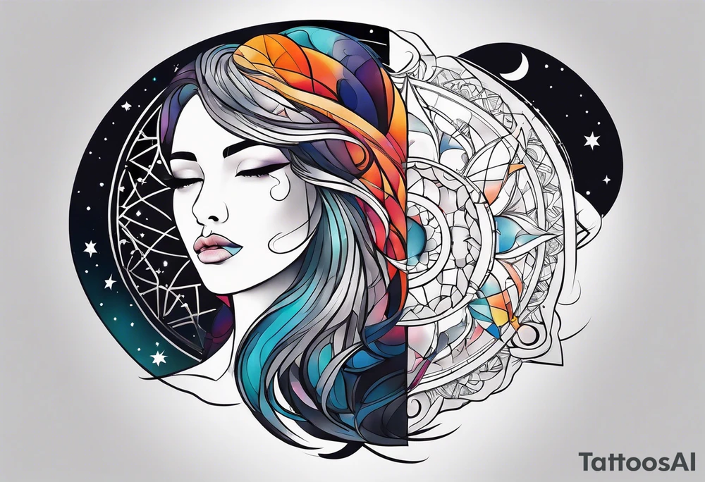 Abstract , astrology , minimalist Sleeve tattoo idea
