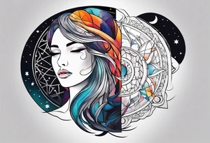 Abstract , astrology , minimalist Sleeve tattoo idea