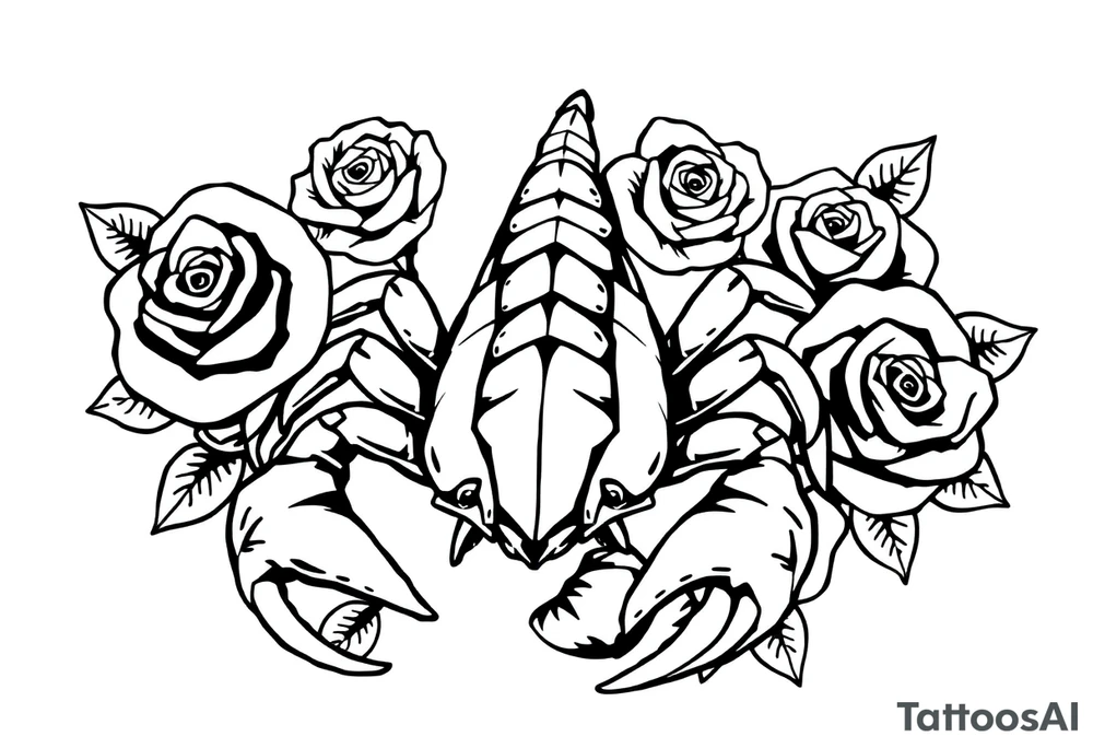 Scorpion with roses tattoo idea