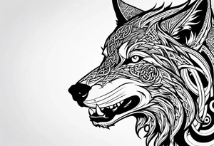 Side view Angry celtic wolf tattoo idea