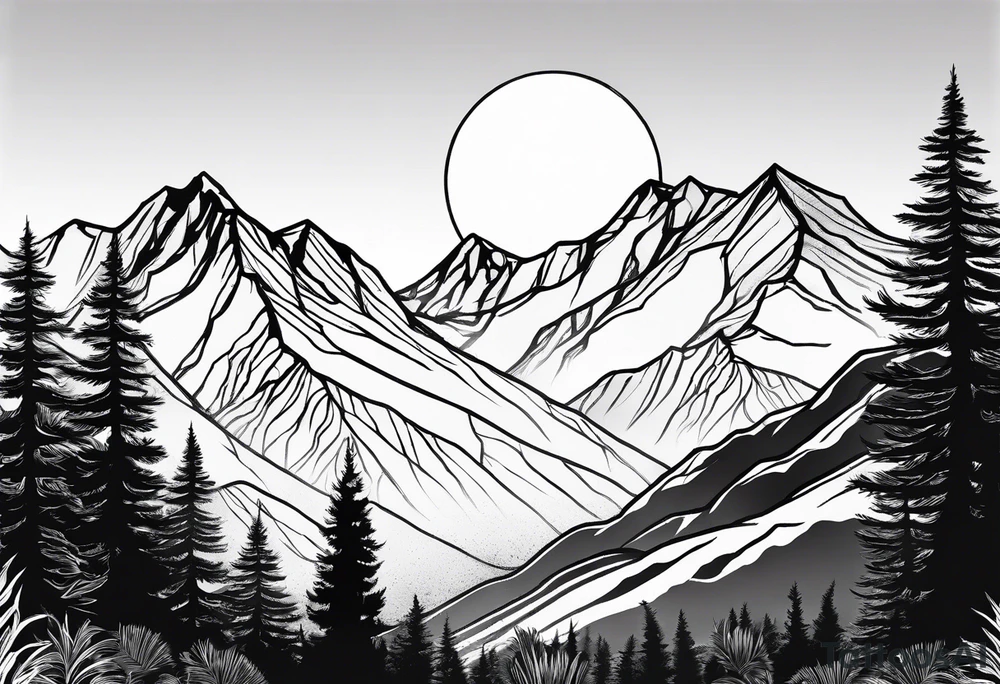 Mountain range silhouette chic tattoo idea
