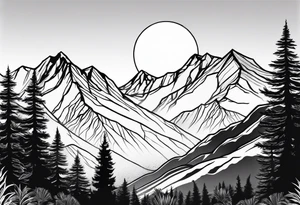 Mountain range silhouette chic tattoo idea