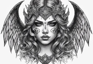 Creepy half angel half demon tattoo idea