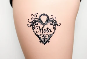 Heart shaped lock with the name Mota in it tattoo idea