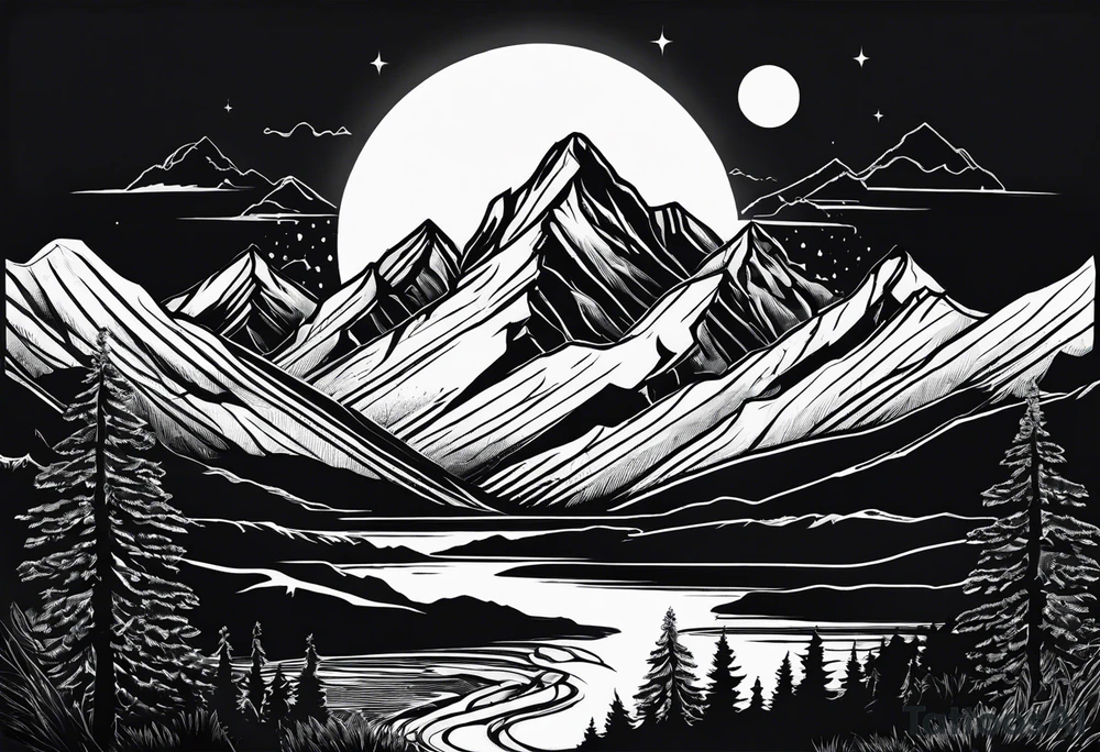 Mother, mountain range tattoo idea