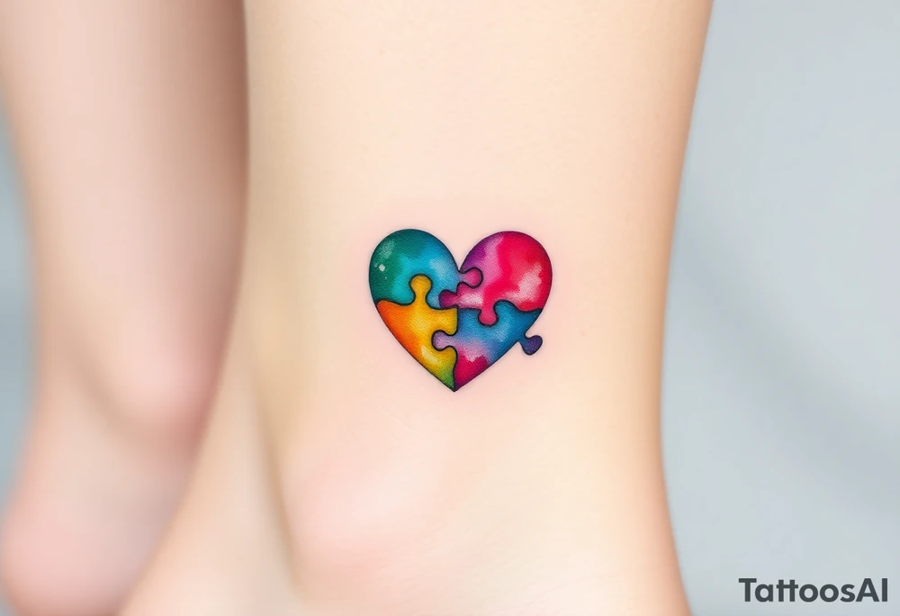 autism heart puzzle shape symbol tattoo idea