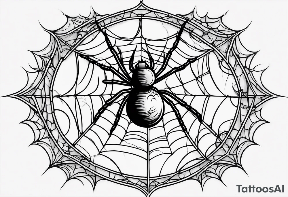 spider shooting web with his back connecting to  moon tattoo idea
