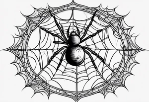 spider shooting web with his back connecting to  moon tattoo idea