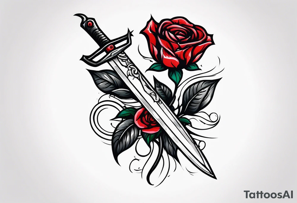Messer mit Stacheldraht und Rose tattoo idea