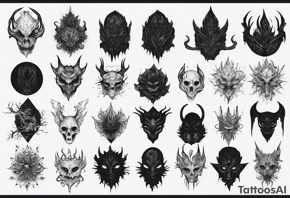 A black faceless shadow creature tattoo idea