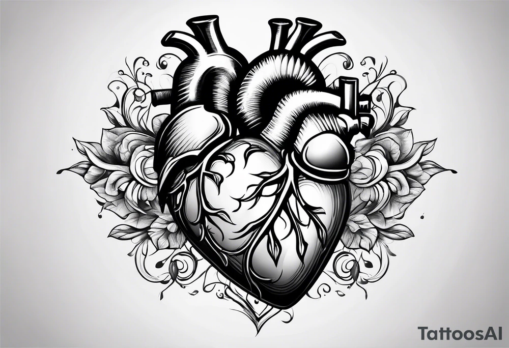 heart with 4 wheels tattoo idea