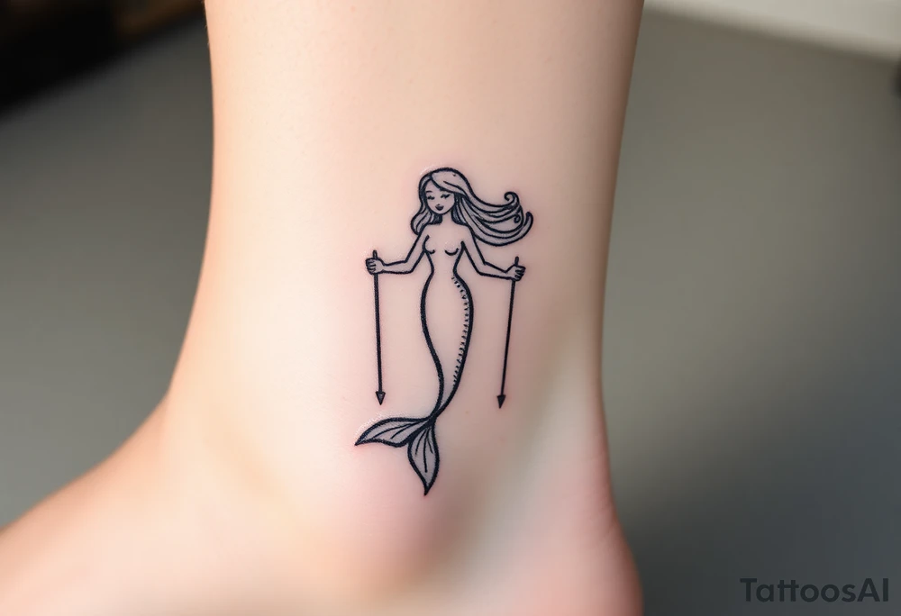 Mermaid with crutches tattoo idea