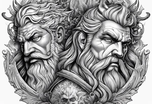 Poseidon and hades back to back tattoo idea